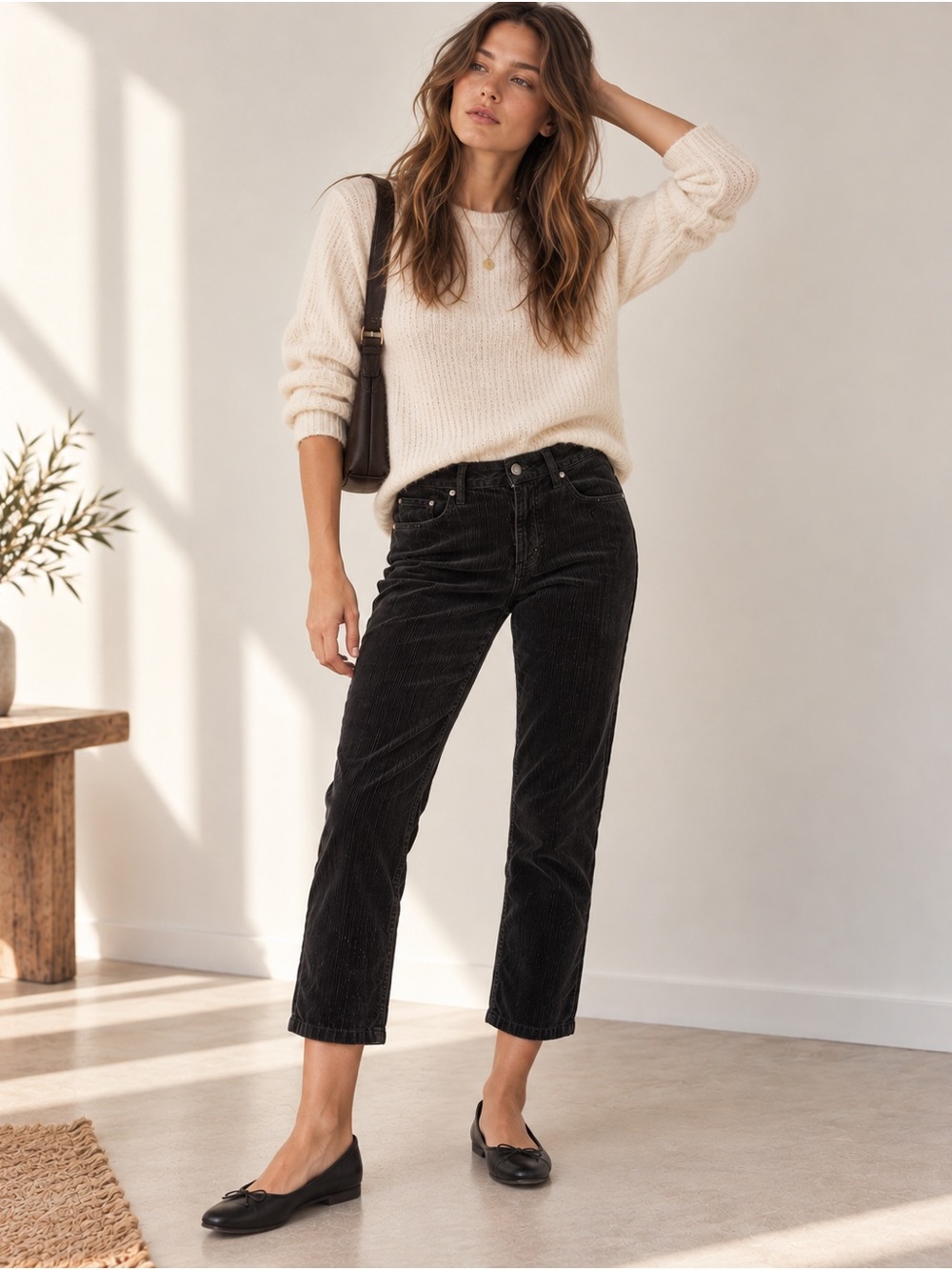 Anthropologie Pilcro & The Letterpress Corduroy Pants 27 Black Low Rise Crop